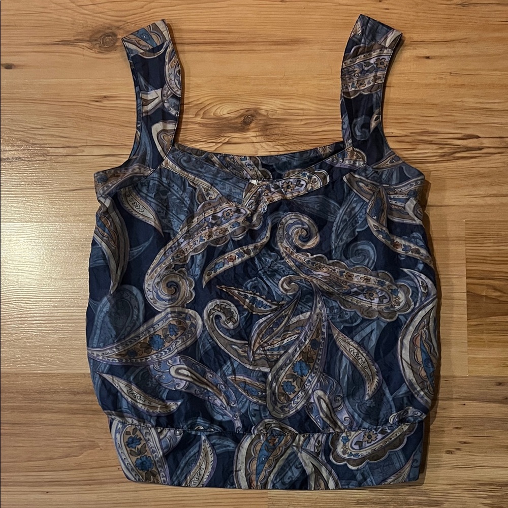 Mango Blue and Brown Paisley Blouse